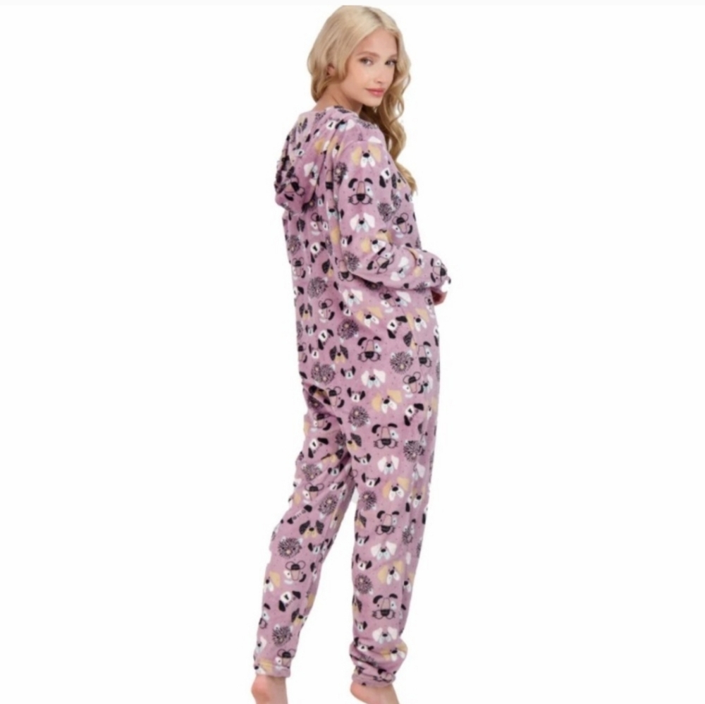 Adult Onesie Pjs Zip Up Dog Print NWT